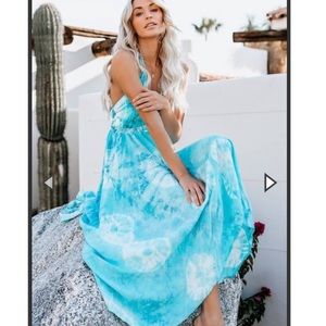Lovestich blue tie dye dress